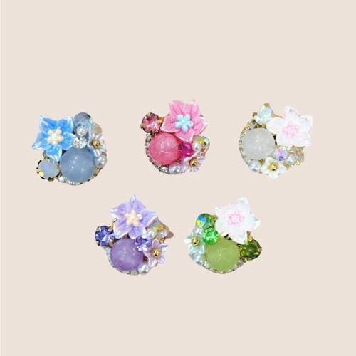 Blossom Whispers-Handcrafted Crystal Flower Cluster Charms