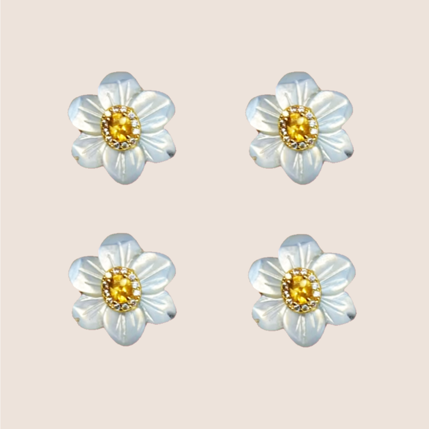 Crystal Bloom-Natural Brazilian Citrine & Mother-of-Pearl Charm Set