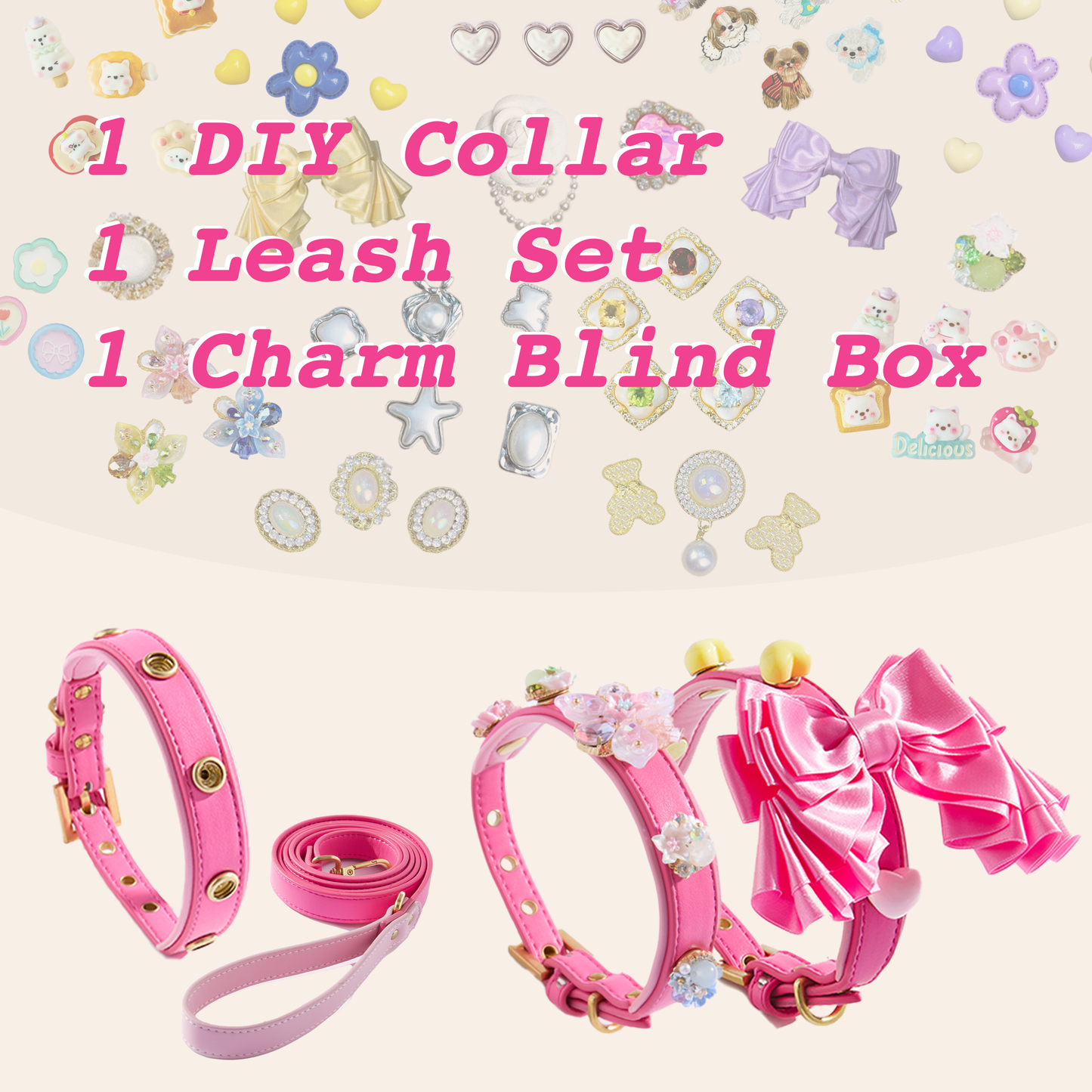 DIY Collar&Leash Set + Charm Blind Box-Four Color to choose