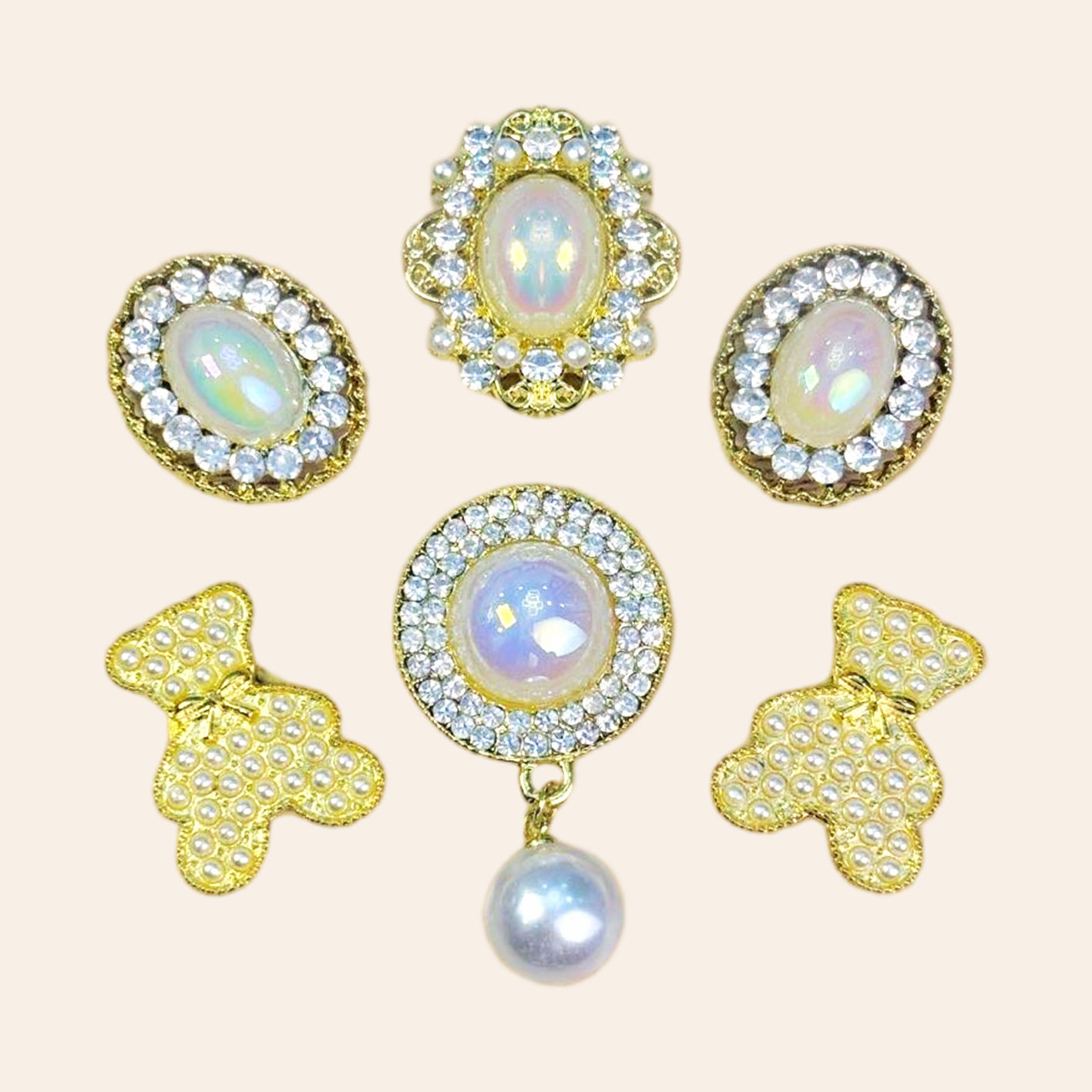 Sparkling Pearl Bear-Shiny Pearls & Rhinestones