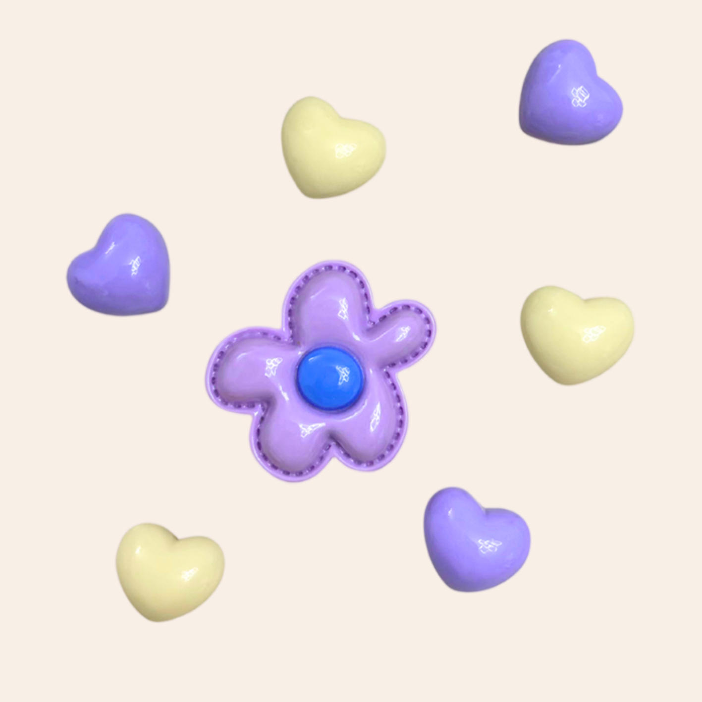 Purple Pixel-Flower&Heart Charms