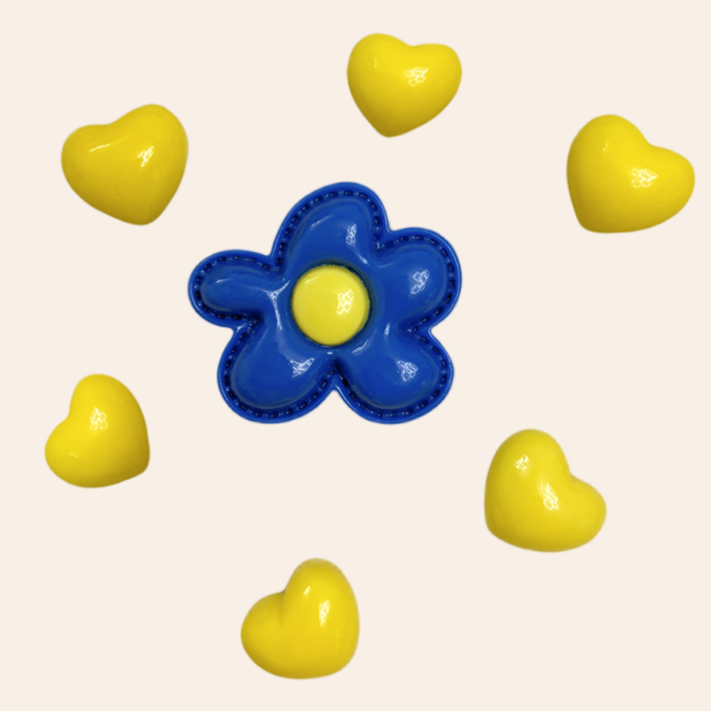 Blue Pixel-Flower&Heart Charms