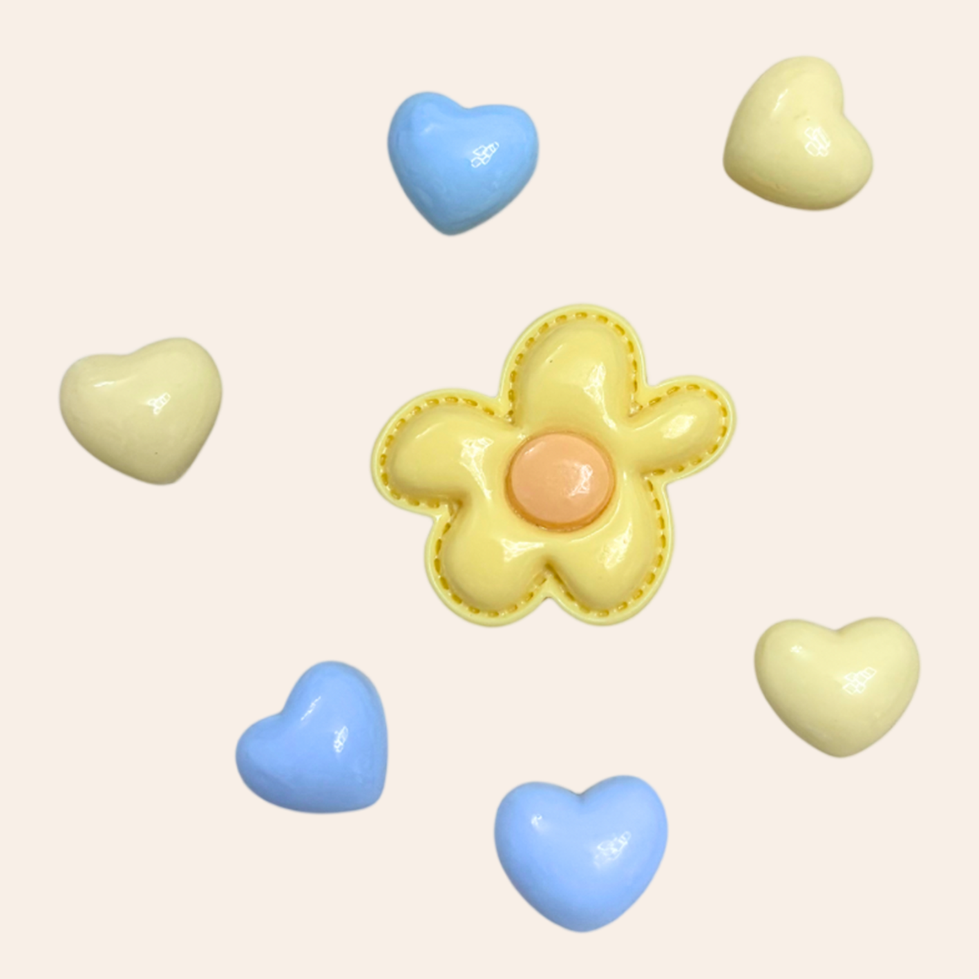 Yellow Pixel-Flower&Heart Charms