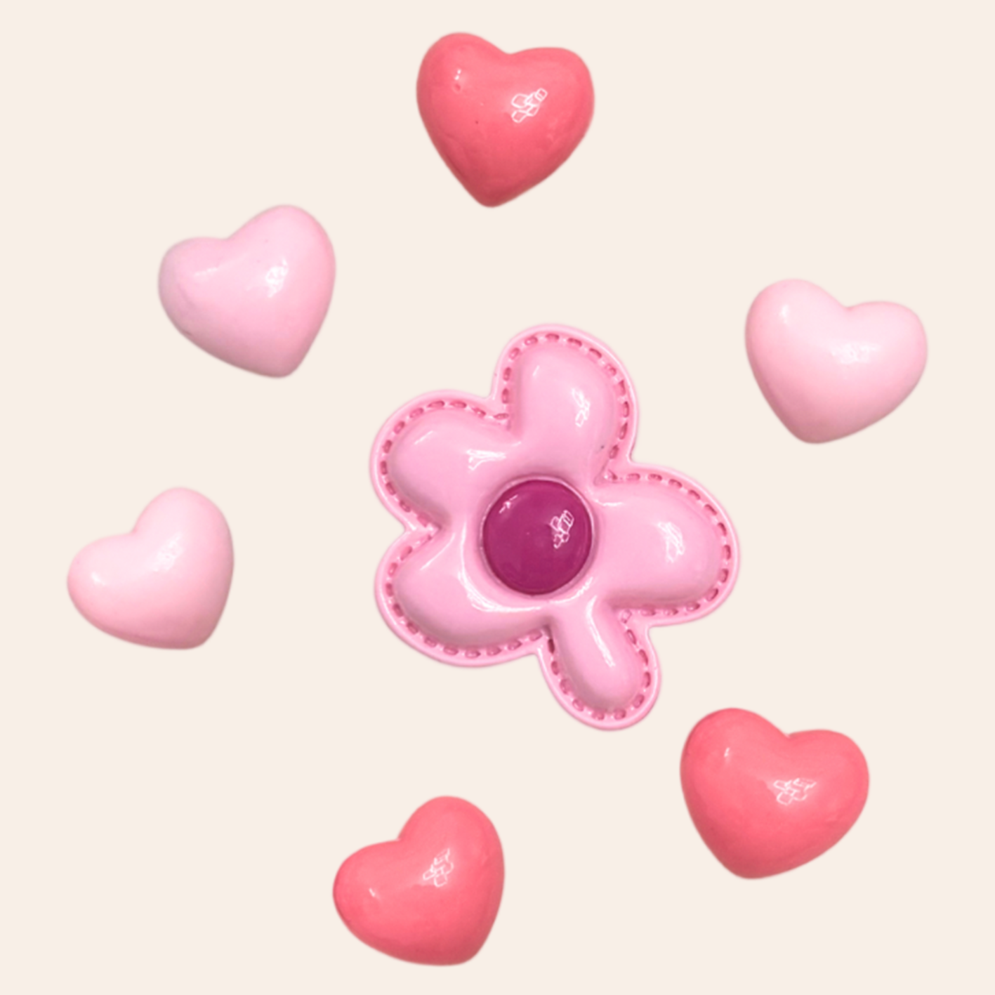 Pink Pixel-Flower&Heart Charms