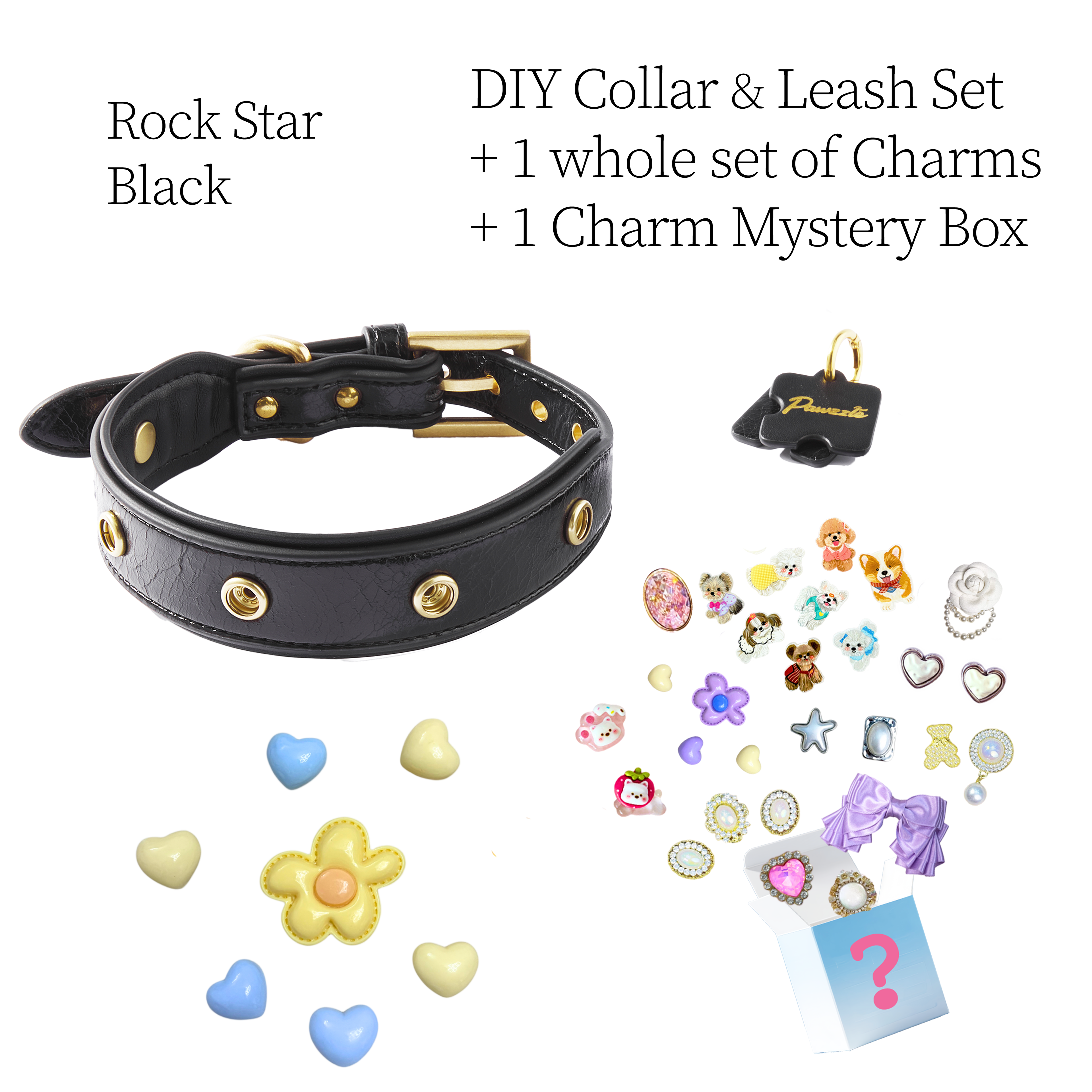 DIY Collar Set + Charm Blind Box-Rock Star Black