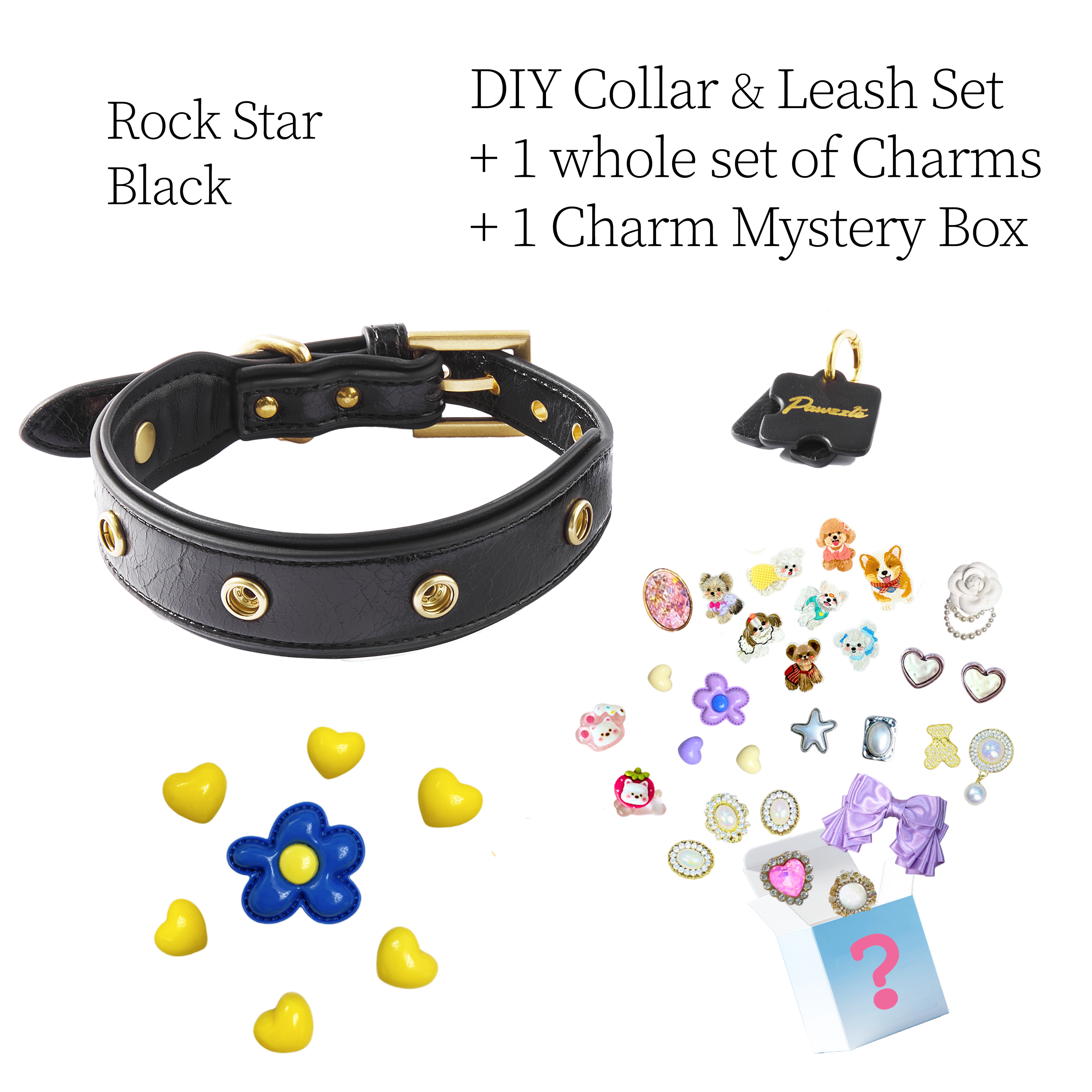 DIY Collar Set + Charm Blind Box-Rock Star Black