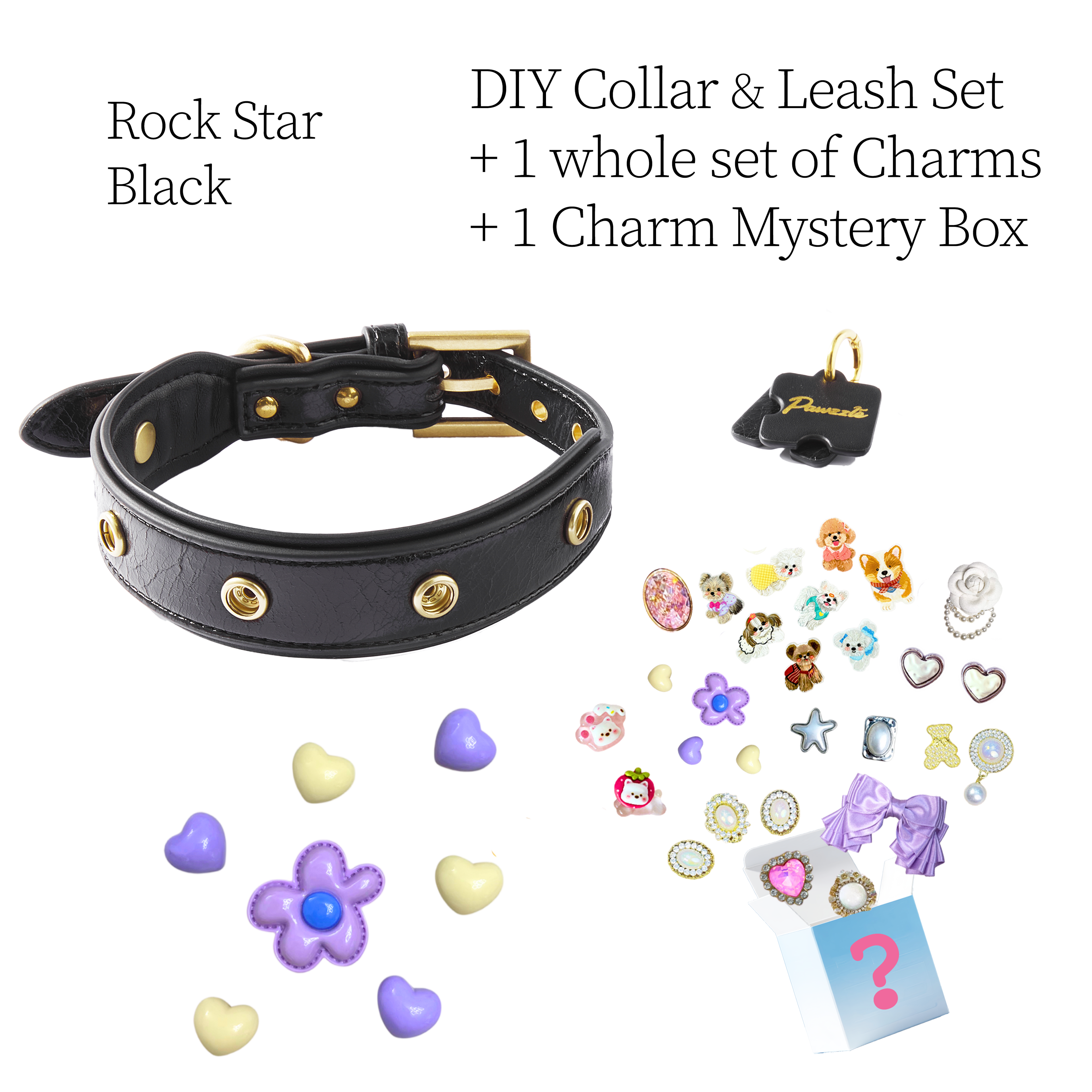 DIY Collar Set + Charm Blind Box-Rock Star Black