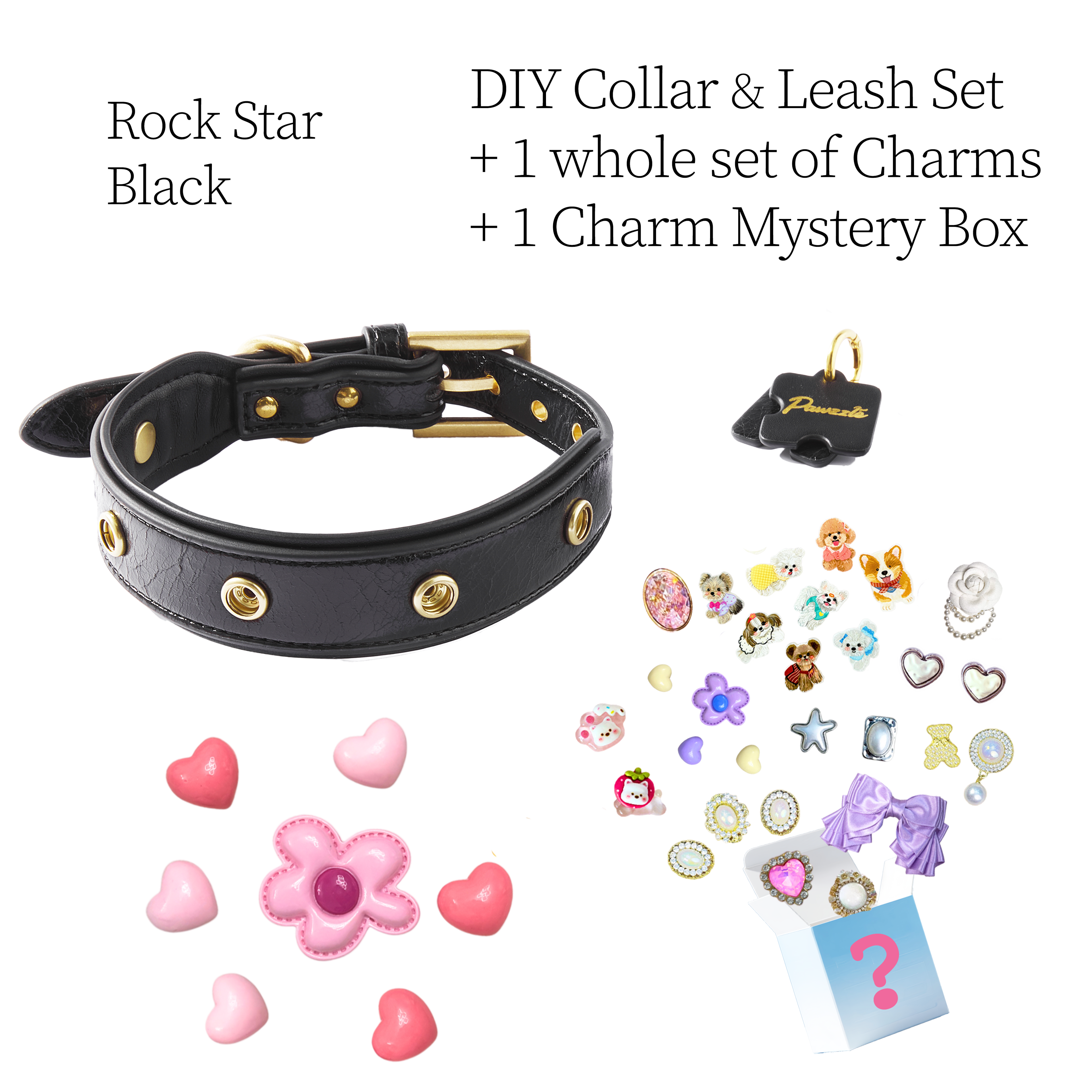 DIY Collar Set + Charm Blind Box-Rock Star Black